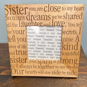 Wooden Picture Frame Engraved Sisters quote